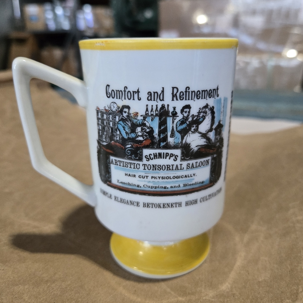Vintage Yellow and White Victoriana Mug From The 1960s